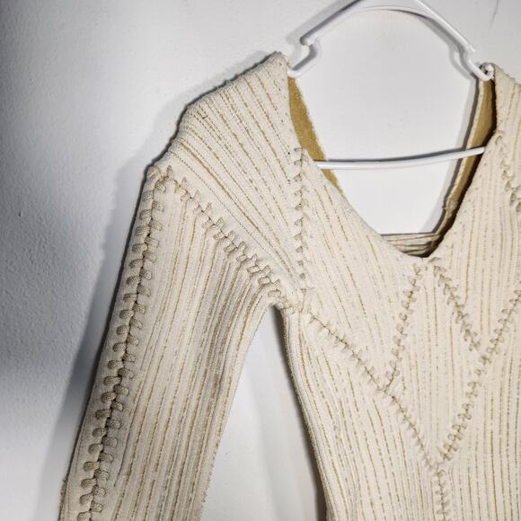 ISA‎ BOULDER lace-Up Knit Top / Dress S Cream Cocktail Y2K Retro Party - Picture 8 of 13